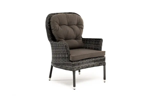 Кресло плетеное Алиса серое с подушками