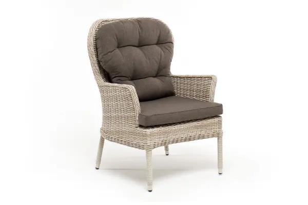 Кресло плетеное Алиса бежевое с подушками