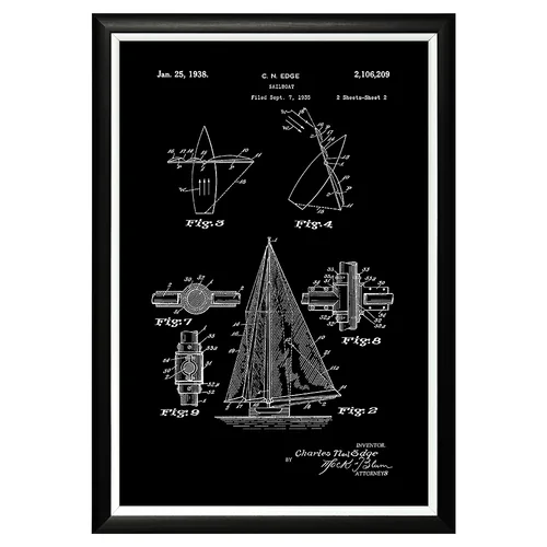 Арт-постер «Патент на парусную лодку, 1938»