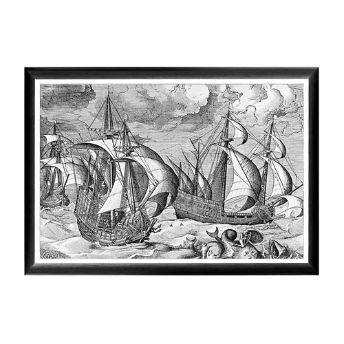 Арт-постер «Брейгель: Три каравеллы и Адрион на дельфине»