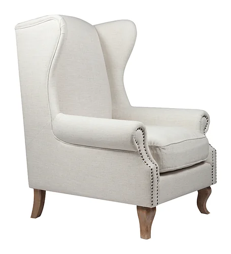 Кресло мягкое с ушами белое Collins Wingback Chair